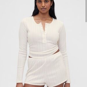 Summer Fridays Cream Ribbed Lounge Set